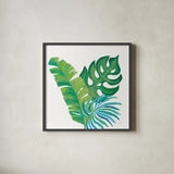 Coconut Palm VII by Mary Urban. Shown in a sleek black glass frame for a contemporary gallery look. Available as an archival giclee rolled canvas, fine art paper, or poster print. SKU 56375a.
