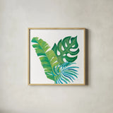 Coconut Palm VII by Mary Urban. Shown in a natural wood glass frame for a timeless modern aesthetic. Available as an archival giclee rolled canvas, fine art paper, or poster print. SKU 56375a.