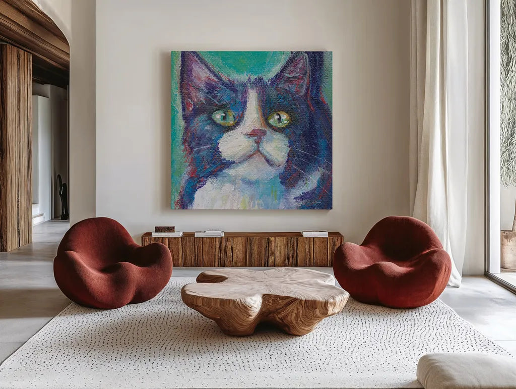 Cookie Bean Crop by Mary Urban. Shown as extra-large giant wall art in a modern living room. Available as an archival giclee rolled canvas, fine art paper, or poster print. SKU 27189a.