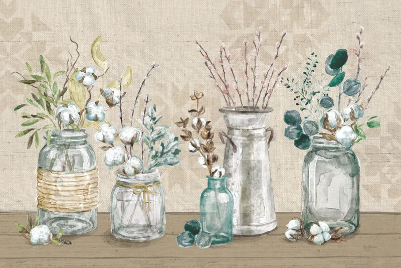 Cotton Bouquet I by Mary Urban. SKU 62164i. Archival Giclee Fine art print for wall decor.