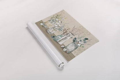 Cotton Bouquet I by Mary Urban. shown as a rolled paper print. Available as archival giclee rolled canvas, fine art paper, or poster print. SKU 62164i.