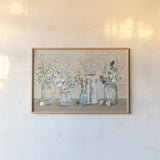 Cotton Bouquet I by Mary Urban. shown as a paper print in a natural frame. Available as a archival giclee rolled canvas, fine art paper, or poster print. SKU 62164i.