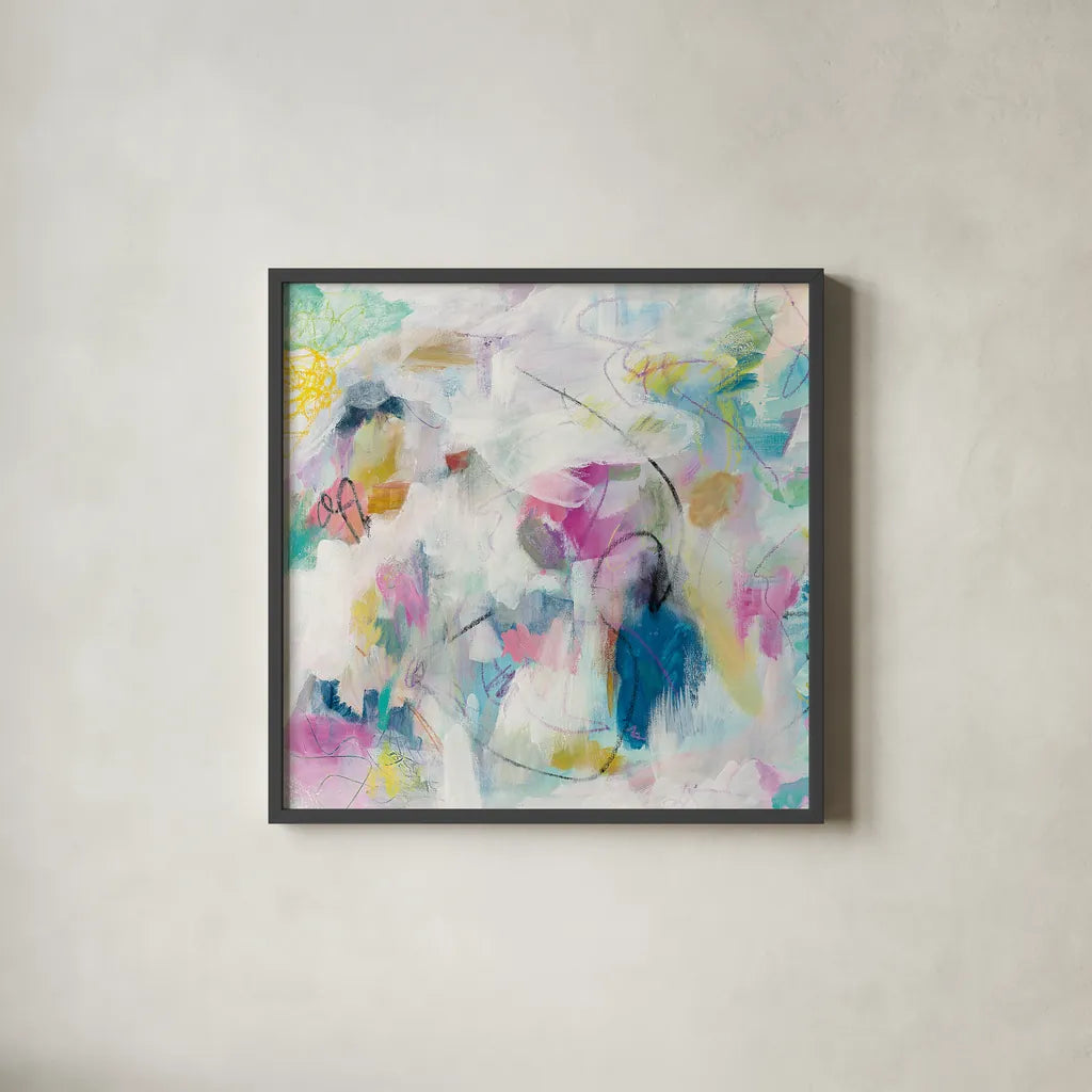 Daylight Savings I by Mary Urban. Shown in a sleek black glass frame for a contemporary gallery look. Available as an archival giclee rolled canvas, fine art paper, or poster print. SKU 52672a.