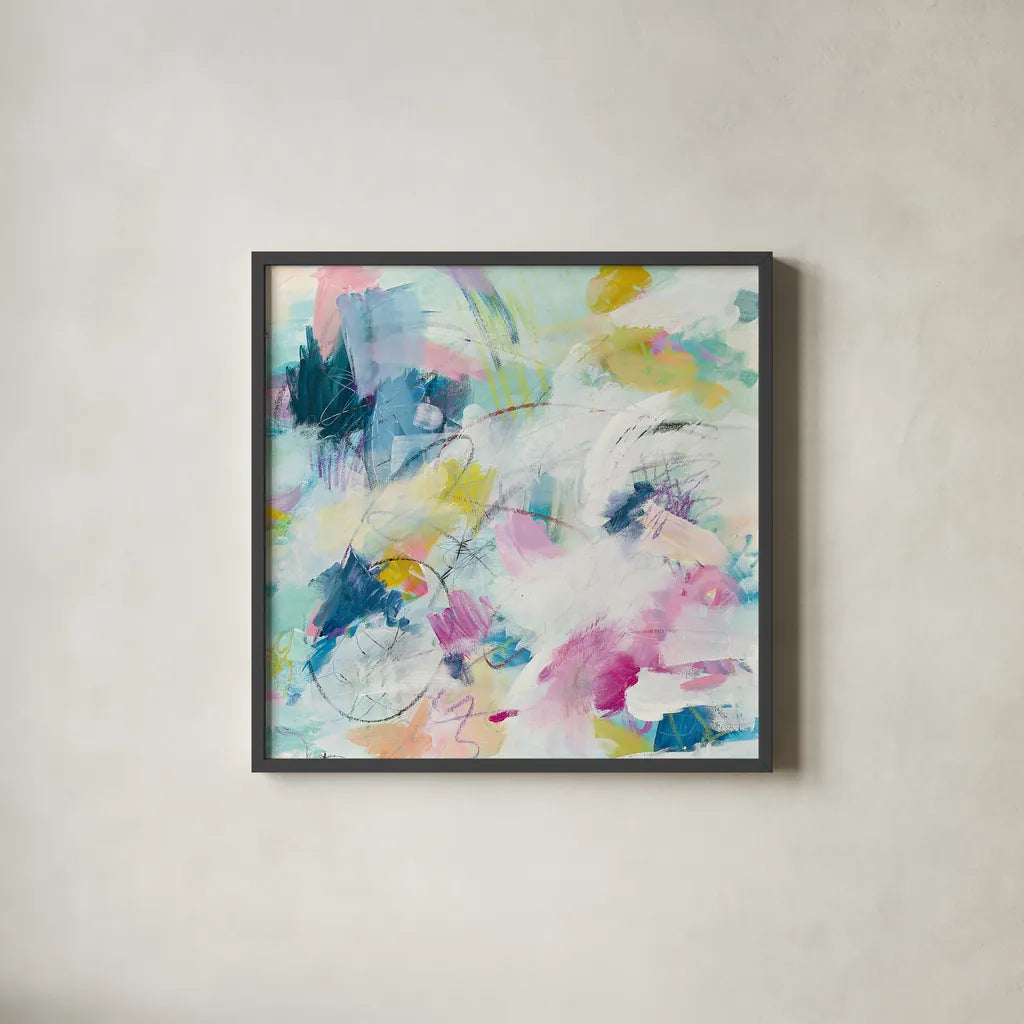 Daylight Savings II by Mary Urban. Shown in a sleek black glass frame for a contemporary gallery look. Available as an archival giclee rolled canvas, fine art paper, or poster print. SKU 52673a.