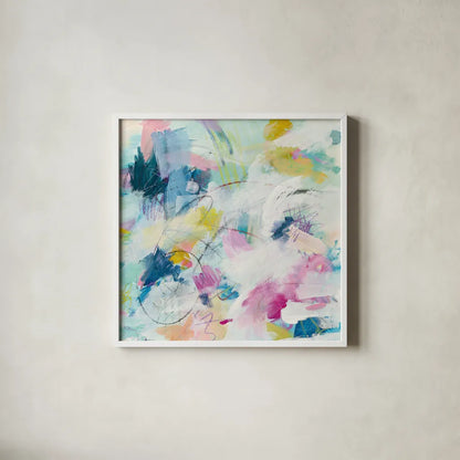 Daylight Savings II by Mary Urban. Shown in a crisp white glass frame for a clean and minimalist style. Available as an archival giclee rolled canvas, fine art paper, or poster print. SKU 52673a.