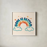 Done is Better by Mary Urban. Shown in a crisp white glass frame for a clean and minimalist style. Available as an archival giclee rolled canvas, fine art paper, or poster print. SKU 77626a.
