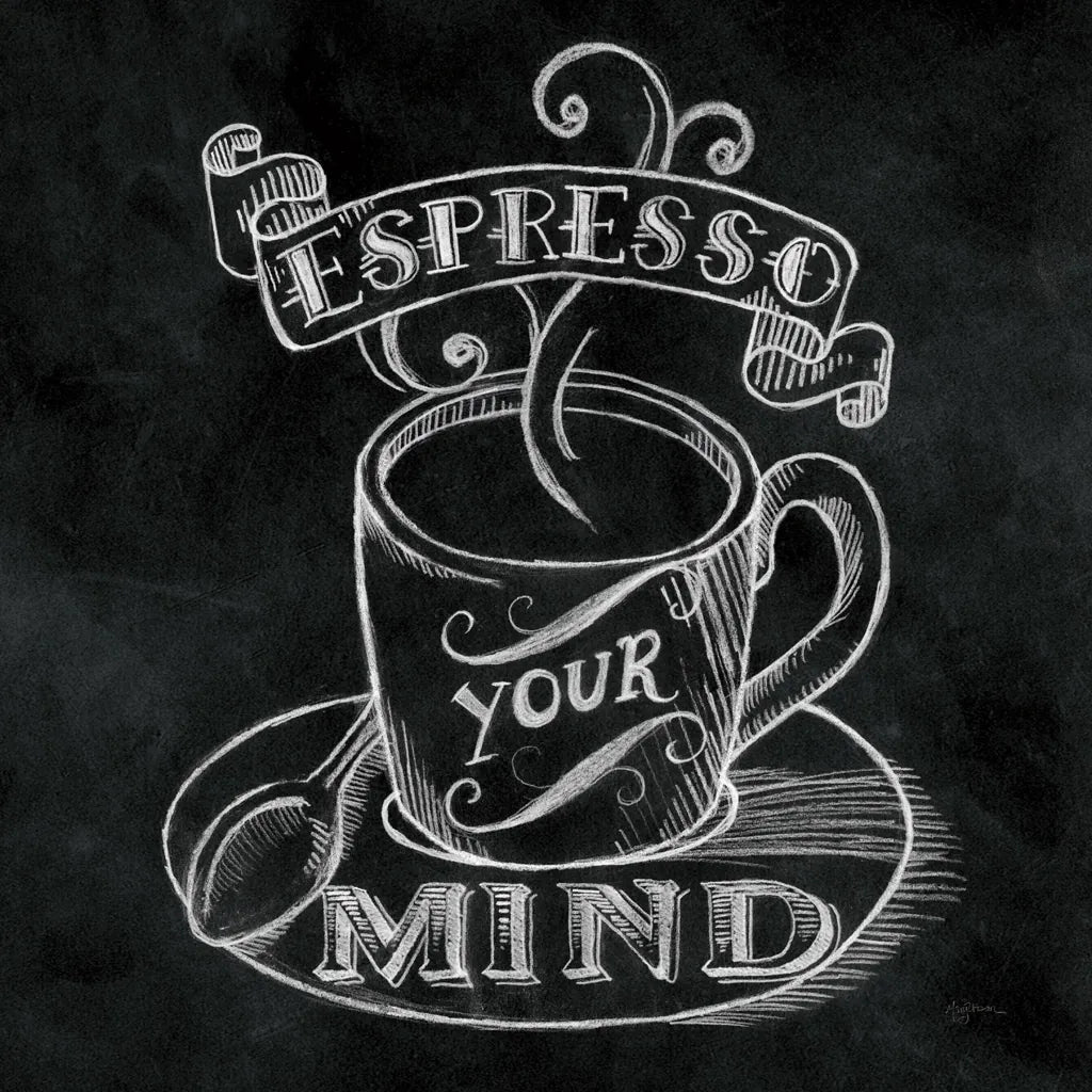 Espresso Your Mind  No Border Square by Mary Urban. SKU 13806a. Archival Giclee Fine art print for wall decor.