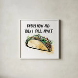 Every Now and Then I Fall Apart by Mary Urban. Shown in a crisp white glass frame for a clean and minimalist style. Available as an archival giclee rolled canvas, fine art paper, or poster print. SKU 73580a.