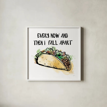 Every Now and Then I Fall Apart by Mary Urban. Shown in a crisp white glass frame for a clean and minimalist style. Available as an archival giclee rolled canvas, fine art paper, or poster print. SKU 73580a.