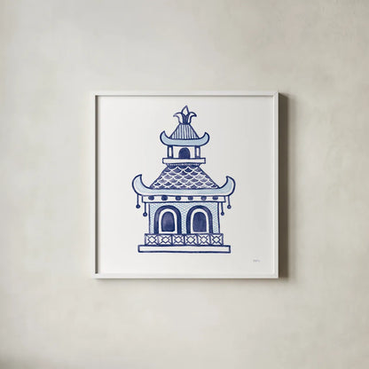 Everyday Chinoiserie I by Mary Urban. Shown in a crisp white glass frame for a clean and minimalist style. Available as an archival giclee rolled canvas, fine art paper, or poster print. SKU 46779a.