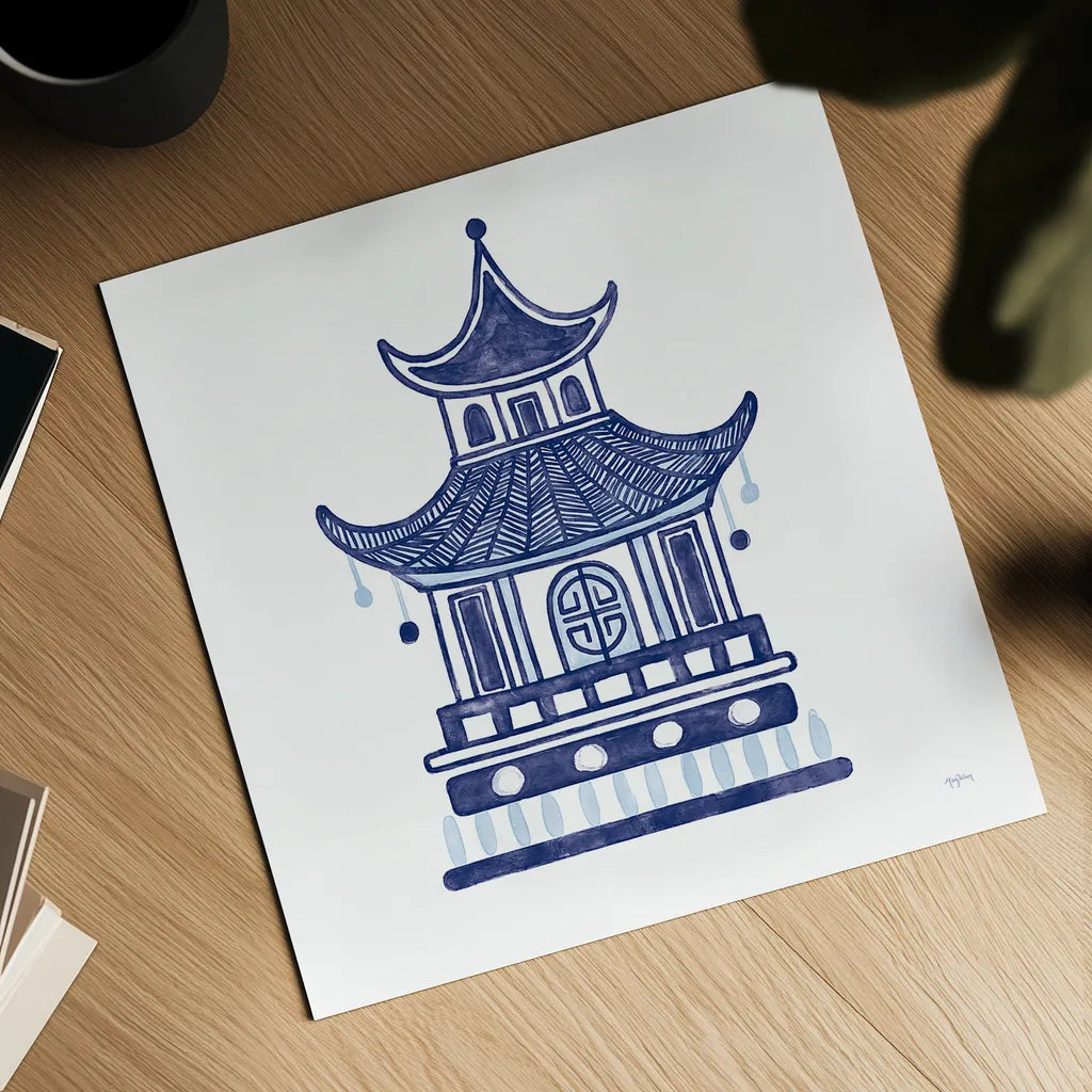 Everyday Chinoiserie II by Mary Urban. Shown as a detailed flat fine art print, highlighting archival giclee quality. Available as an archival giclee rolled canvas, fine art paper, or poster print. SKU 46780a.