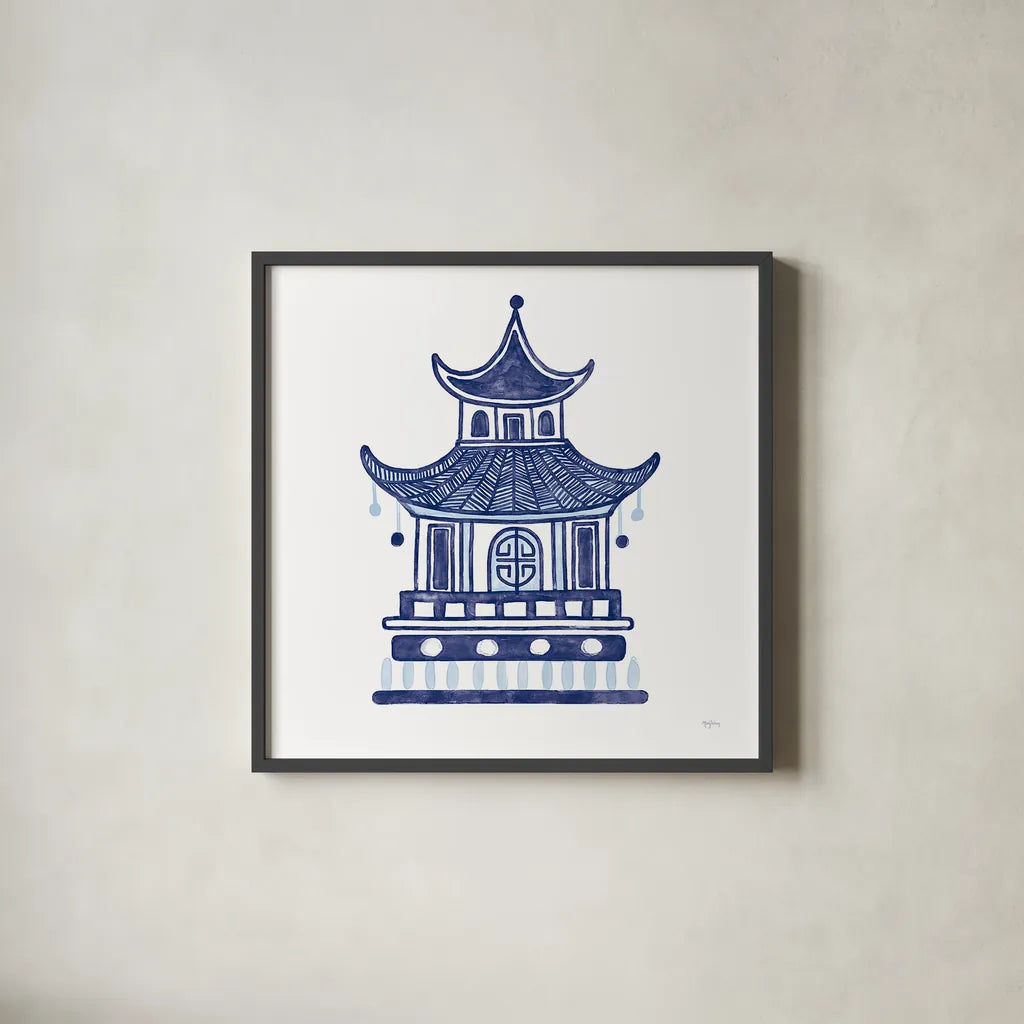 Everyday Chinoiserie II by Mary Urban. Shown in a sleek black glass frame for a contemporary gallery look. Available as an archival giclee rolled canvas, fine art paper, or poster print. SKU 46780a.