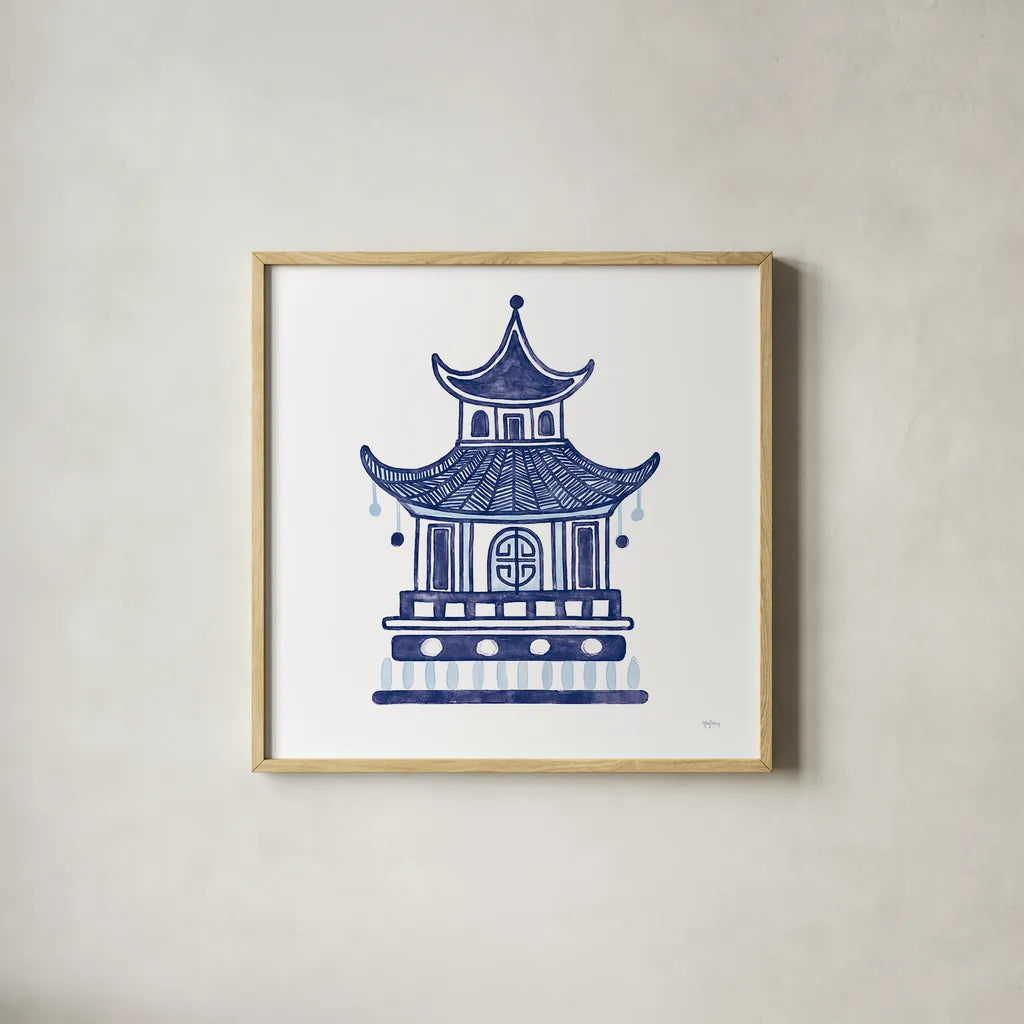 Everyday Chinoiserie II by Mary Urban. Shown in a natural wood glass frame for a timeless modern aesthetic. Available as an archival giclee rolled canvas, fine art paper, or poster print. SKU 46780a.