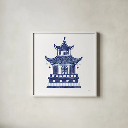 Everyday Chinoiserie II by Mary Urban. Shown in a crisp white glass frame for a clean and minimalist style. Available as an archival giclee rolled canvas, fine art paper, or poster print. SKU 46780a.