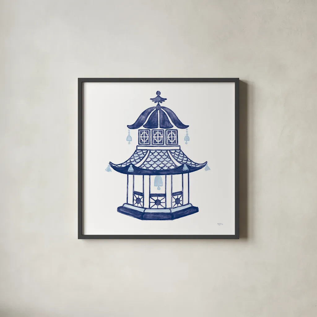 Everyday Chinoiserie III by Mary Urban. Shown in a sleek black glass frame for a contemporary gallery look. Available as an archival giclee rolled canvas, fine art paper, or poster print. SKU 46781a.