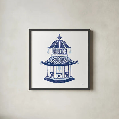 Everyday Chinoiserie III by Mary Urban. Shown in a sleek black glass frame for a contemporary gallery look. Available as an archival giclee rolled canvas, fine art paper, or poster print. SKU 46781a.