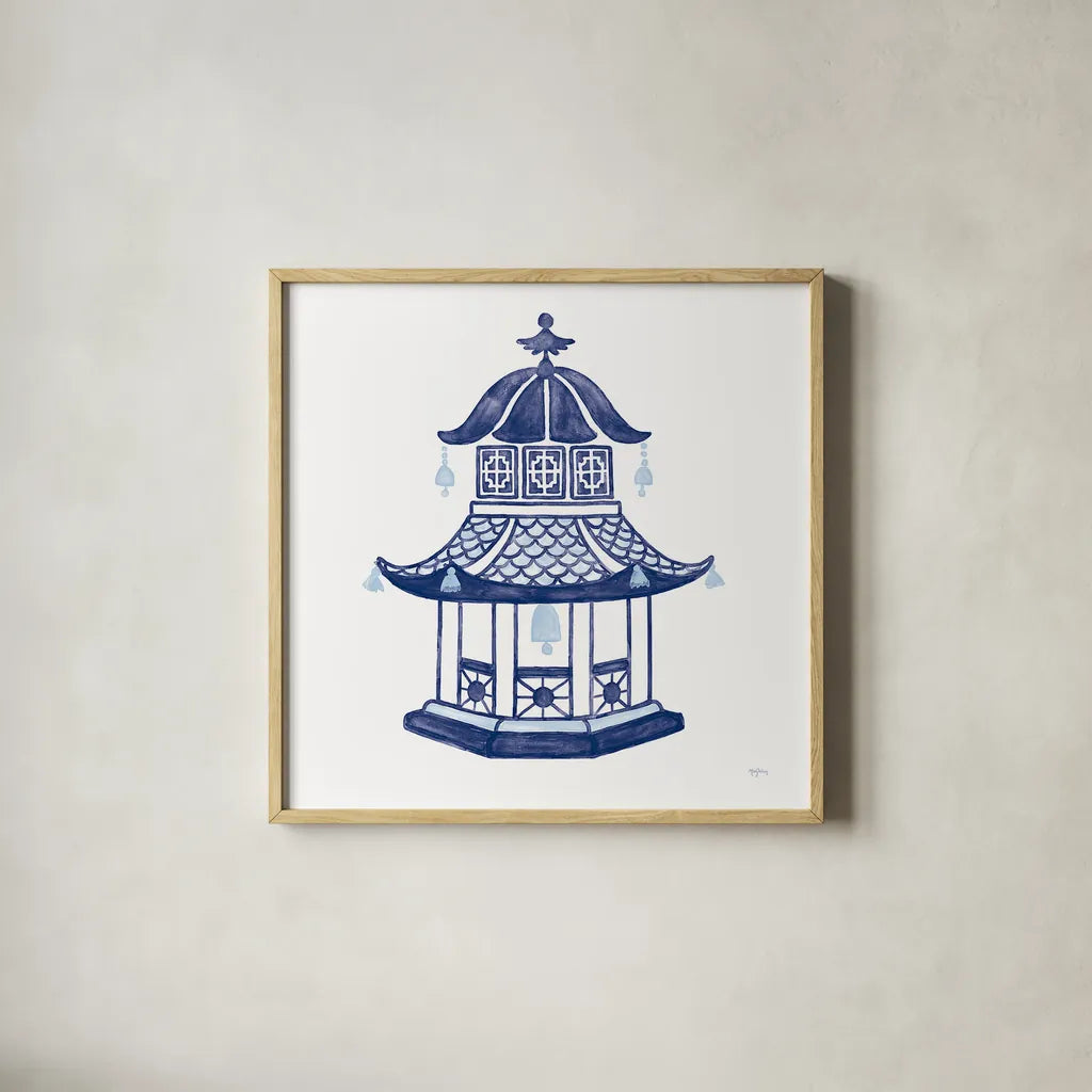 Everyday Chinoiserie III by Mary Urban. Shown in a natural wood glass frame for a timeless modern aesthetic. Available as an archival giclee rolled canvas, fine art paper, or poster print. SKU 46781a.