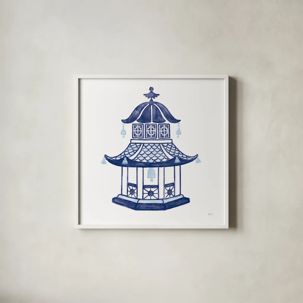 Everyday Chinoiserie III by Mary Urban. Shown in a crisp white glass frame for a clean and minimalist style. Available as an archival giclee rolled canvas, fine art paper, or poster print. SKU 46781a.