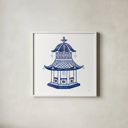 Everyday Chinoiserie III by Mary Urban. Shown in a crisp white glass frame for a clean and minimalist style. Available as an archival giclee rolled canvas, fine art paper, or poster print. SKU 46781a.