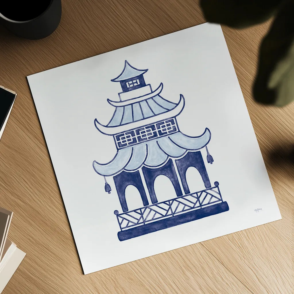 Everyday Chinoiserie IV  by Mary Urban. Shown as a detailed flat fine art print, highlighting archival giclee quality. Available as an archival giclee rolled canvas, fine art paper, or poster print. SKU 46782a.