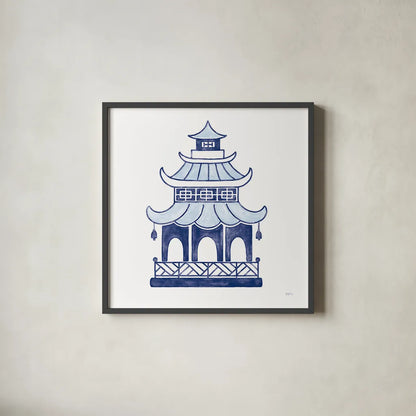 Everyday Chinoiserie IV  by Mary Urban. Shown in a sleek black glass frame for a contemporary gallery look. Available as an archival giclee rolled canvas, fine art paper, or poster print. SKU 46782a.