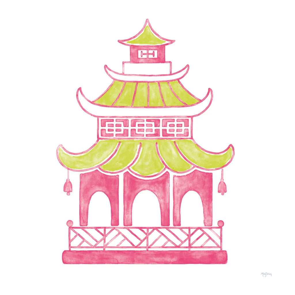 Everyday Chinoiserie IV Pink by Mary Urban. SKU 55561a. Archival Giclee Fine art print for wall decor.
