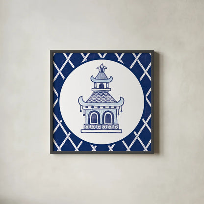 Everyday Chinoiserie V by Mary Urban. Shown in a sleek black glass frame for a contemporary gallery look. Available as an archival giclee rolled canvas, fine art paper, or poster print. SKU 46783a.