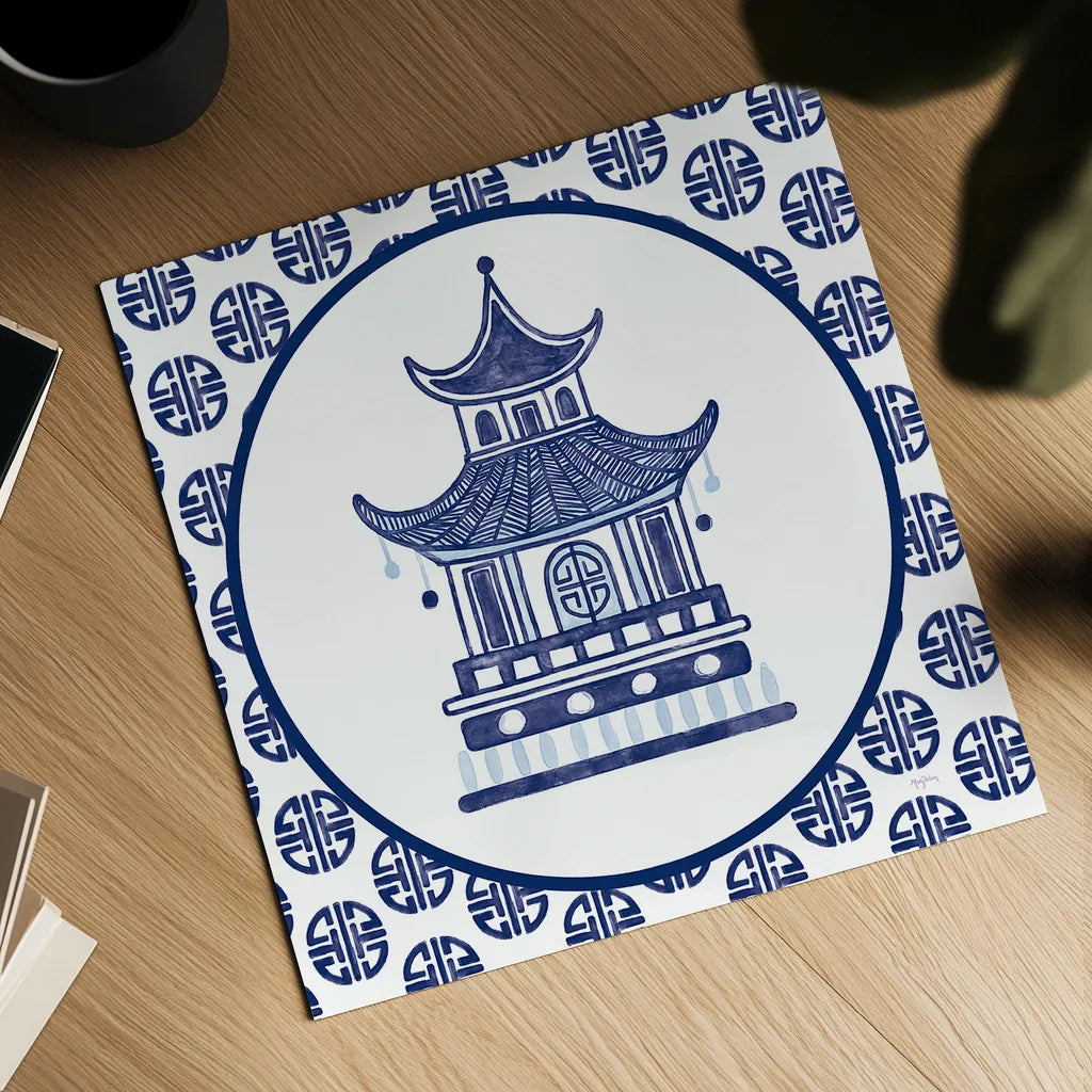 Everyday Chinoiserie VI by Mary Urban. Shown as a detailed flat fine art print, highlighting archival giclee quality. Available as an archival giclee rolled canvas, fine art paper, or poster print. SKU 46784a.