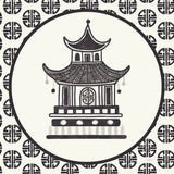 Everyday Chinoiserie VI BW by Mary Urban. SKU 75522a. Archival Giclee Fine art print for wall decor.