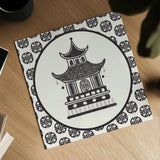 Everyday Chinoiserie VI BW by Mary Urban. Shown as a detailed flat fine art print, highlighting archival giclee quality. Available as an archival giclee rolled canvas, fine art paper, or poster print. SKU 75522a.