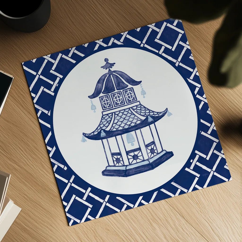 Everyday Chinoiserie VII by Mary Urban. Shown as a detailed flat fine art print, highlighting archival giclee quality. Available as an archival giclee rolled canvas, fine art paper, or poster print. SKU 46785a.