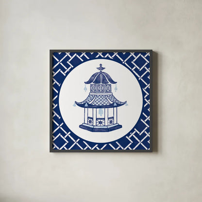 Everyday Chinoiserie VII by Mary Urban. Shown in a sleek black glass frame for a contemporary gallery look. Available as an archival giclee rolled canvas, fine art paper, or poster print. SKU 46785a.