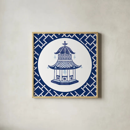 Everyday Chinoiserie VII by Mary Urban. Shown in a natural wood glass frame for a timeless modern aesthetic. Available as an archival giclee rolled canvas, fine art paper, or poster print. SKU 46785a.