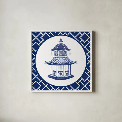 Everyday Chinoiserie VII by Mary Urban. Shown in a crisp white glass frame for a clean and minimalist style. Available as an archival giclee rolled canvas, fine art paper, or poster print. SKU 46785a.