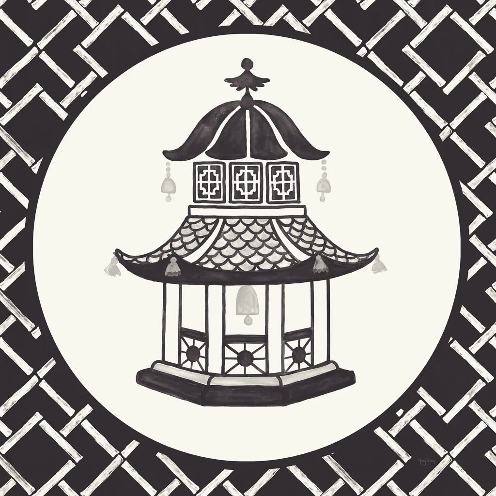 Everyday Chinoiserie VII BW by Mary Urban. SKU 75523a. Archival Giclee Fine art print for wall decor.