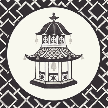 Everyday Chinoiserie VII BW by Mary Urban. SKU 75523a. Archival Giclee Fine art print for wall decor.
