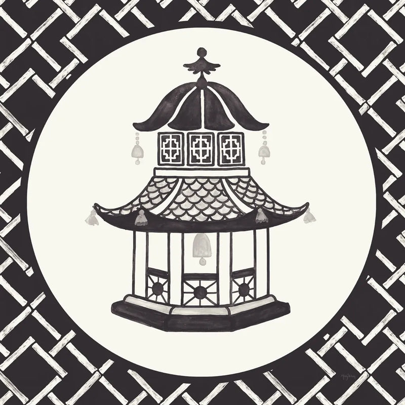 Everyday Chinoiserie VII BW by Mary Urban. SKU 75523a. Archival Giclee Fine art print for wall decor.