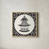 Everyday Chinoiserie VII BW by Mary Urban. Shown in a natural wood glass frame for a timeless modern aesthetic. Available as an archival giclee rolled canvas, fine art paper, or poster print. SKU 75523a.