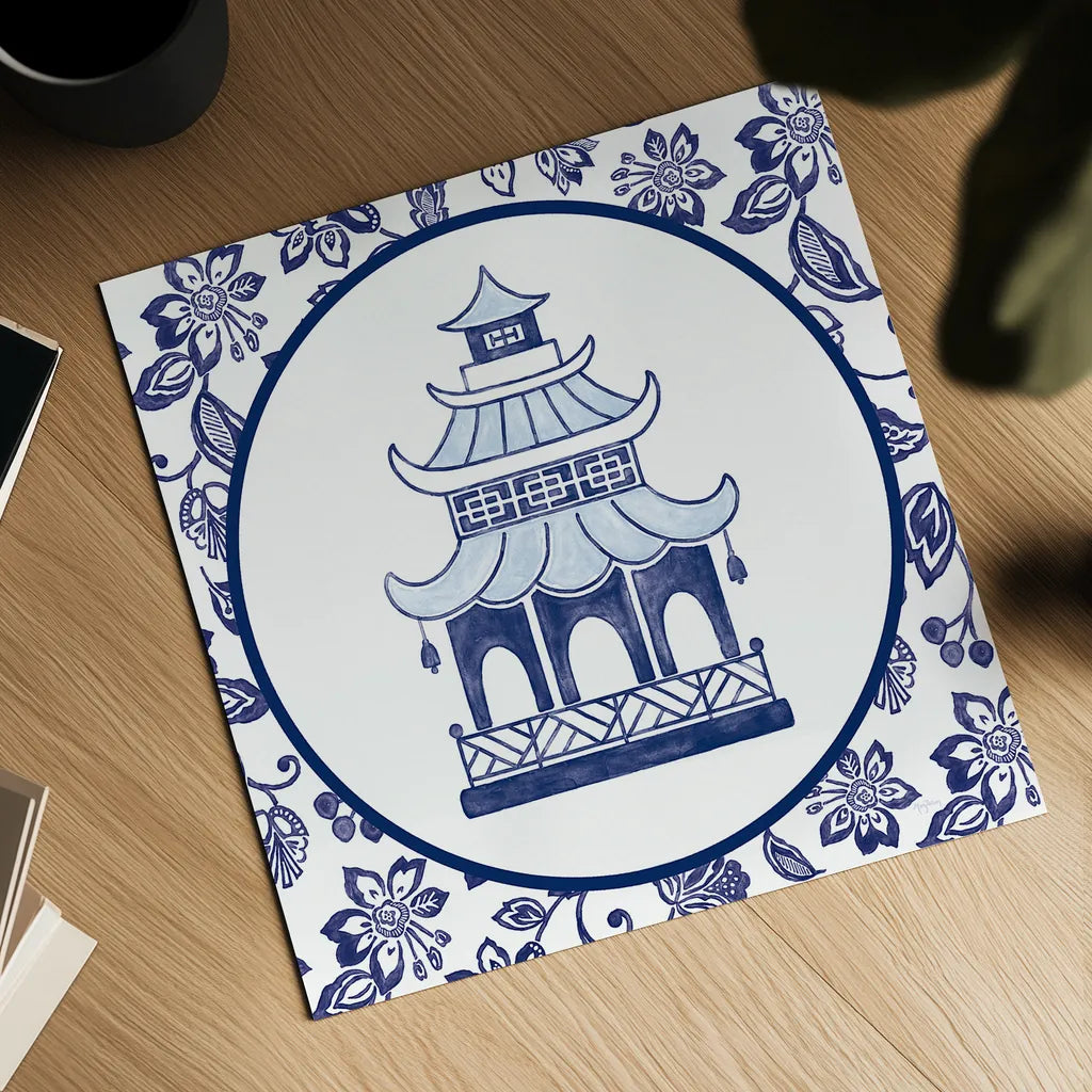 Everyday Chinoiserie VIII by Mary Urban. Shown as a detailed flat fine art print, highlighting archival giclee quality. Available as an archival giclee rolled canvas, fine art paper, or poster print. SKU 46786a.