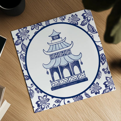 Everyday Chinoiserie VIII by Mary Urban. Shown as a detailed flat fine art print, highlighting archival giclee quality. Available as an archival giclee rolled canvas, fine art paper, or poster print. SKU 46786a.