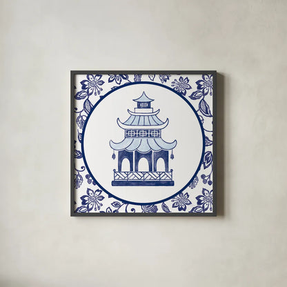 Everyday Chinoiserie VIII by Mary Urban. Shown in a sleek black glass frame for a contemporary gallery look. Available as an archival giclee rolled canvas, fine art paper, or poster print. SKU 46786a.