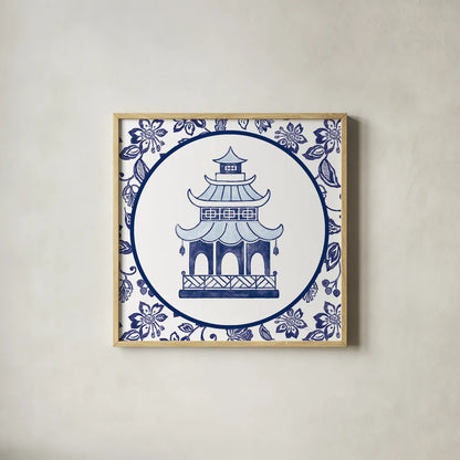 Everyday Chinoiserie VIII by Mary Urban. Shown in a natural wood glass frame for a timeless modern aesthetic. Available as an archival giclee rolled canvas, fine art paper, or poster print. SKU 46786a.