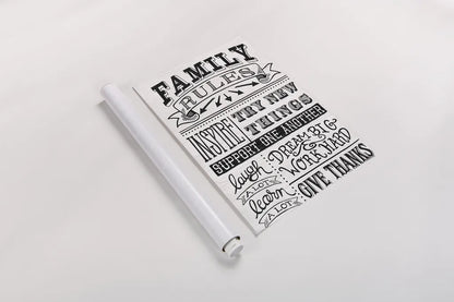 Family Rules II by Mary Urban. shown as a rolled paper print. Available as archival giclee rolled canvas, fine art paper, or poster print. SKU 28595h.