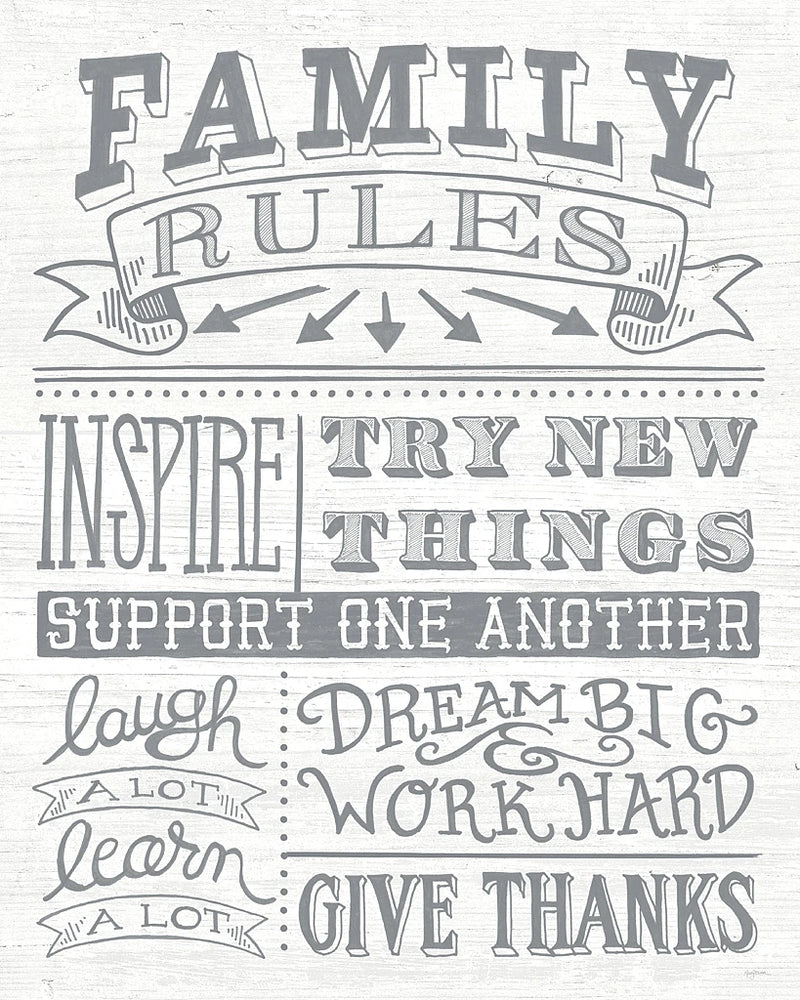 Family Rules II Gray Words by Mary Urban