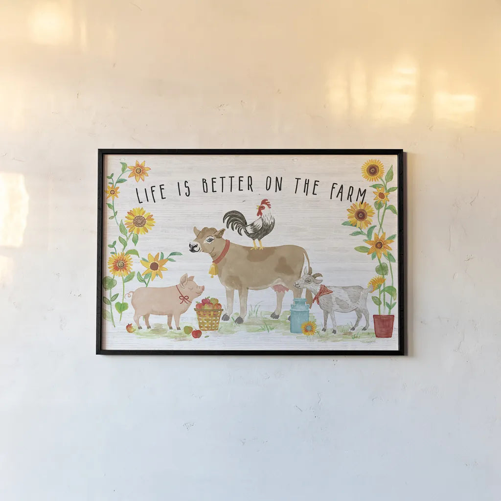 Farm Market I by Mary Urban. shown as a paper print in a black flame. Available as a archival giclee rolled canvas, fine art paper, or poster print. SKU 52803i.