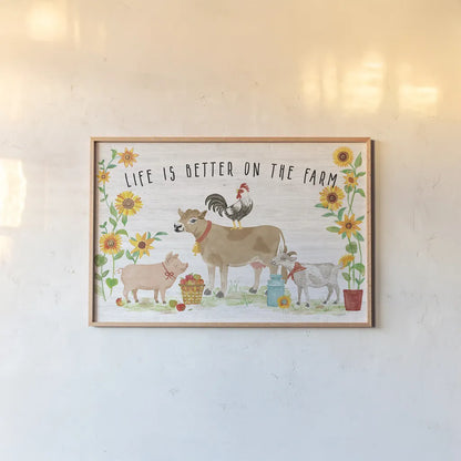 Farm Market I by Mary Urban. shown as a paper print in a natural frame. Available as a archival giclee rolled canvas, fine art paper, or poster print. SKU 52803i.