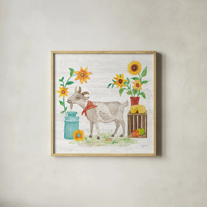 Farm Market III by Mary Urban. Shown in a natural wood glass frame for a timeless modern aesthetic. Available as an archival giclee rolled canvas, fine art paper, or poster print. SKU 52805a.