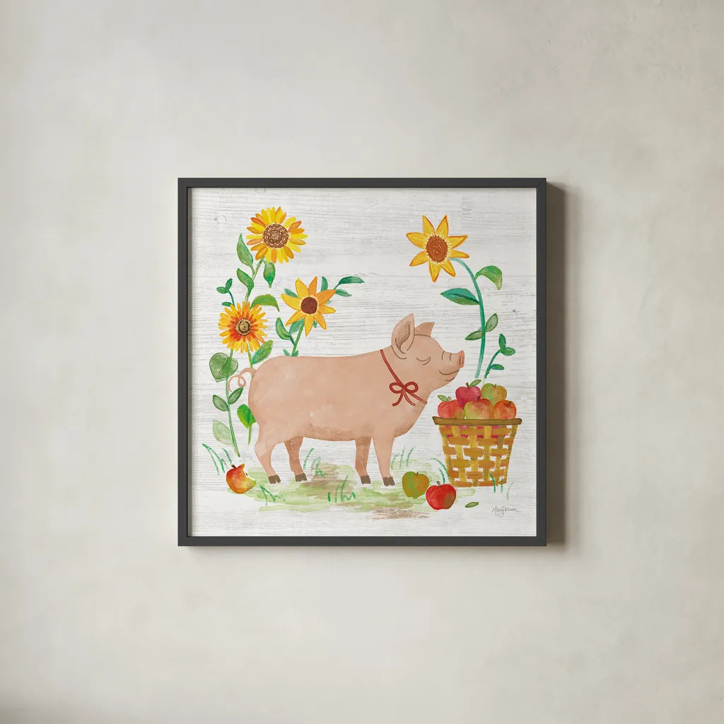 Farm Market IV by Mary Urban. Shown in a sleek black glass frame for a contemporary gallery look. Available as an archival giclee rolled canvas, fine art paper, or poster print. SKU 52806a.