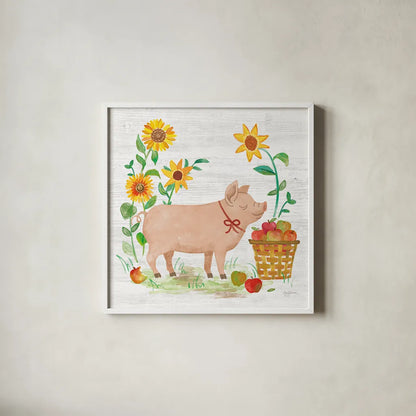 Farm Market IV by Mary Urban. Shown in a crisp white glass frame for a clean and minimalist style. Available as an archival giclee rolled canvas, fine art paper, or poster print. SKU 52806a.