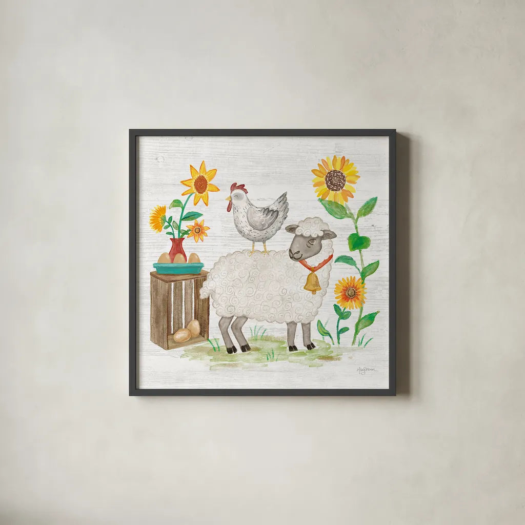 Farm Market V by Mary Urban. Shown in a sleek black glass frame for a contemporary gallery look. Available as an archival giclee rolled canvas, fine art paper, or poster print. SKU 52807a.